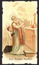 Hoy card antique de San Andres Avelino santino image pieuse estampa