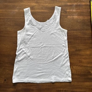 Cuddl Duds White Nylon Cotton Blend Tank Camisole Lace Bust White Small S - Picture 1 of 7