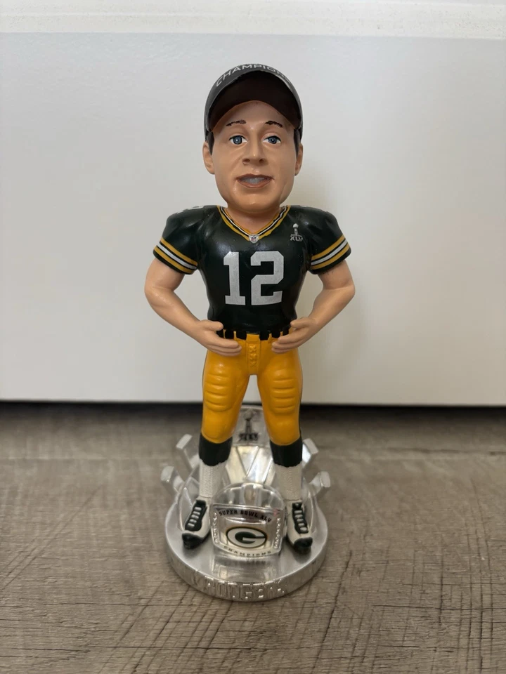 Green Bay Packers Aaron Rodgers Super Bowl XLV Anillo Base Bobblehead Foto 1 de 3