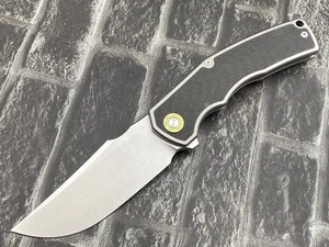 Twosun Folding Knife 14C28N Titanium/CF Handle Camping knife TS491-14C-Black - Picture 1 of 11
