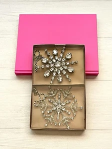 MACKENZIE CHILDS Crystal Palace Snowflake Ornament RARE Rhinestones Set of 2 - Picture 1 of 16