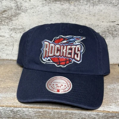 NBA Mitchell & Ness Men's HOUSTON ROCKETS Adjustable Dad Hat Hit HWC Blue OS New - Image 1 of 4