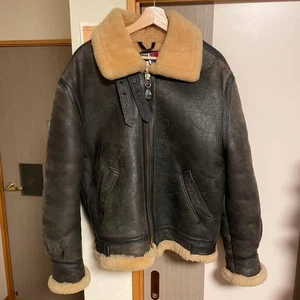 Used Schott Type B-3 Leather Jacket Outer Mens Size 42 Black Color Very Rare - Picture 1 of 4