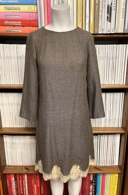 Vestido Erika Cavallini Semi Costura Damas 8 XS Lana Alpaca Festoneado Encaje IT 40 Foto 1 de 4