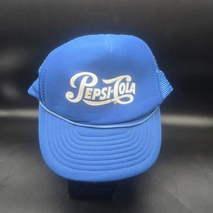 Vintage Pepsi Cola Soda Puffy Print Trucker Mütze Snapback Cap OS blau weiß - Bild 1 von 11