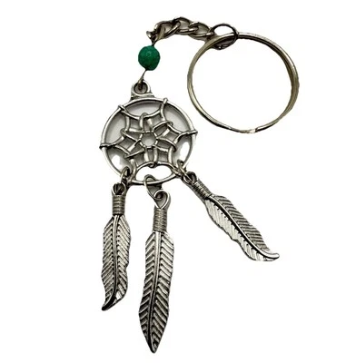 Pingente de prata apanhador de sonhos chaveiro bolsa amuleto de penas joias do sudoeste NOVO - Imagem 1 de 4