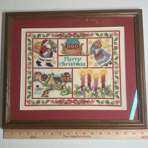 Punto de aguja de punto de cruz de vacaciones de Navidad completo - marco de ángeles de vela de Santa - Imagen 1 de 10