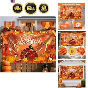 Thanksgiving Banner Decorations Outdoor Indoor Yard Porch Party Decor 72x44 - Picture 1 of 9