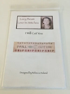 Lucy Beam Love in Stitches Cross Stitch Pattern I Will Cut You Drumroll Humor - Image 1 of 4
