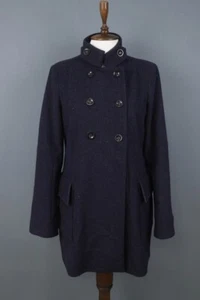 AJ Armani Jeans Navy Blue Double Breasted Button Front Pockets Pea Coat Size 6 - Picture 1 of 19