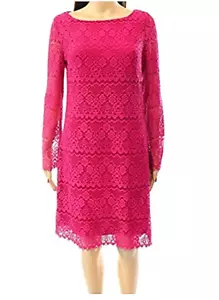 Laundry by Design Etui-Kleid rosa Langarm/kniehoch/ovaler Ausschnitt Spitze 159 $ Wert - Bild 1 von 7