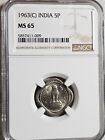 India 5 Paise 1963C NGC MS 65
