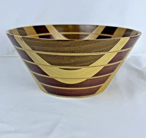 Mid-Century Modern Turned Walnut & Plywood Bowl - Picture 1 of 8