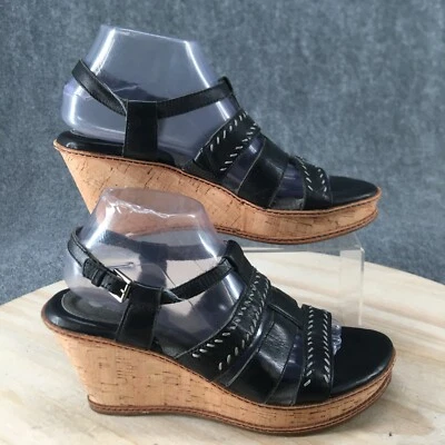 Soft Walk Sandals Womens 10 M Gladiator Wedge Black Leather Open Toe Buckle - Image 1 of 4