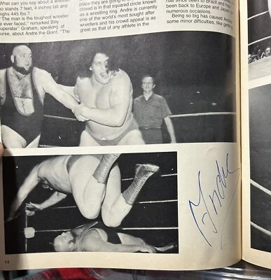 Andre The Giant Grand Wizard Firmado WWWF Programa Revista 1976 Programa WWE Foto 1 de 4