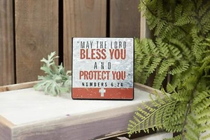 Faro de placa de metal de madera LORD BLESS YOU productos cristianos 6 x 4 angustiado - Imagen 1 de 2