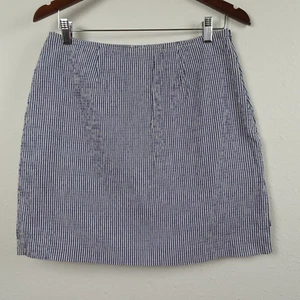 Harold's Above Knee Short Skirt Skort Mini Shorts Size 10 Blue Stripe Vintage - Picture 1 of 10