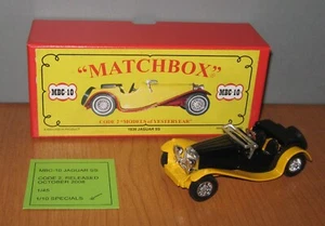 Matchbox Yesteryear MBC-10 Y1 Jaguar SS100 Black Body Yellow Chassis Code 2 - Bild 1 von 10