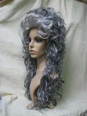 Peluca Gris Medeia Bruja Colmena Rizada Espíritu Fantasmal Eduardiano Banshee Fantasma Reina Foto 1 de 4
