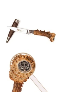 Trachtenmesser Hirschfänger echt Horn Stahlklinge M010 Hubertus Hirsch Wiesn - Bild 1 von 3