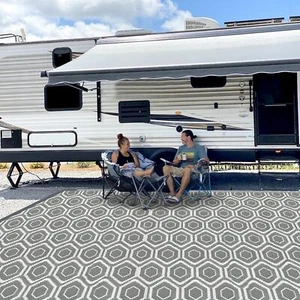 Weatherproof Reversible Outdoor Camping Rugs - Large Mat for RV, Beach, Picnic - Picture 1 of 7