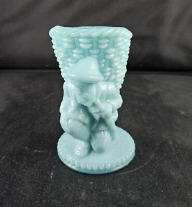Soporte para palillo de dientes Portieux Vallerysthal hombre con cesta vidrio opalino azul - Imagen 1 de 8