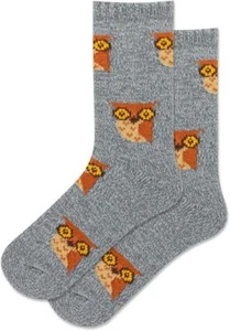 Hotsox Women's Owl Boot Socks 1 Pair, Grey, Women's 9-11 Shoe - Picture 1 of 1