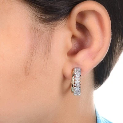 2.25 Ct Lab Grown CVD Marquise Diamond Earrings 14k Two Tone Gold Easter Gift - Image 1 of 4