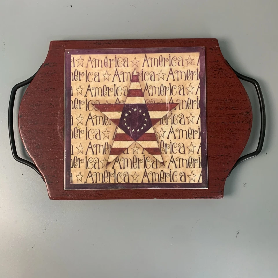 Artist America Star bandeja de ardósia placa rebite por Beth Yarbrough arte popular 4 de julho - Imagem 1 de 4