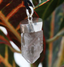 18.4gm Quartz Raw Crystal Point Silver Plated Brass Jewelry Pendant For Necklace