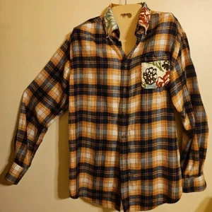 Fall Autumn Cottage Core Flannel Shirt Custom OOAK Ladies Medium Rustic Charm - Picture 1 of 12