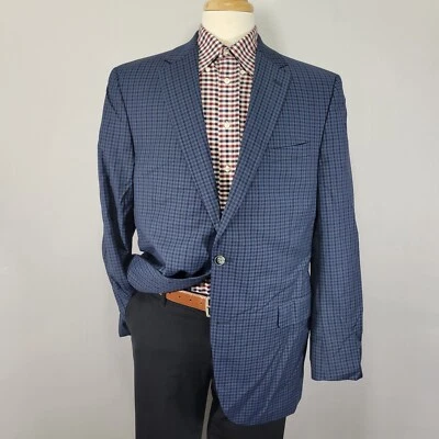 Daniel Cremieux Men's Sport Coat Blazer Two Button Navy Checked Loro Piana Sz 44 - Image 1 of 4