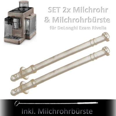 DE'LONGHI 2x DeLonghi Rivelia Milchrohr Milchschlauch Milchansaugrohr EXAM 440 441 +Bürste