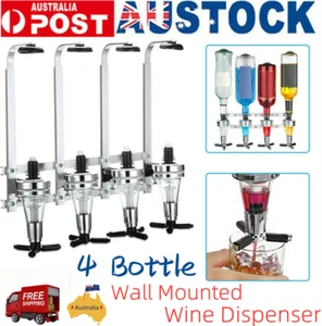4 Bottle Stand Wall Mounted Pub Bar Optic Wine Dispenser Spirit Beer Drinks AU - Picture 1 of 17