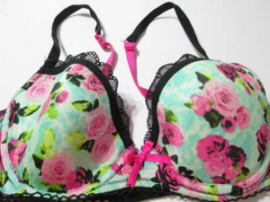 Betsey Johnson Gr. 32B BH mehrfarbig Bügel gefüttert verstellbar Blumen Spitze - Bild 1 von 7