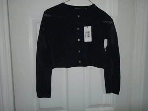 Guess Navy Blue Metallic Cardigan Girl's Size 12 New With Tags - Picture 1 of 2