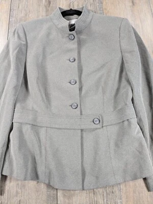 Tahari Blazer Jacket Womens 8 Petite Taupe Gray Button Long Sleeve Preppy Office - Image 1 of 4