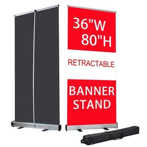 Heavy-Duty Retractable Roll Up Banner Stand 36"x80"  (Stand ONLY) - Picture 1 of 13