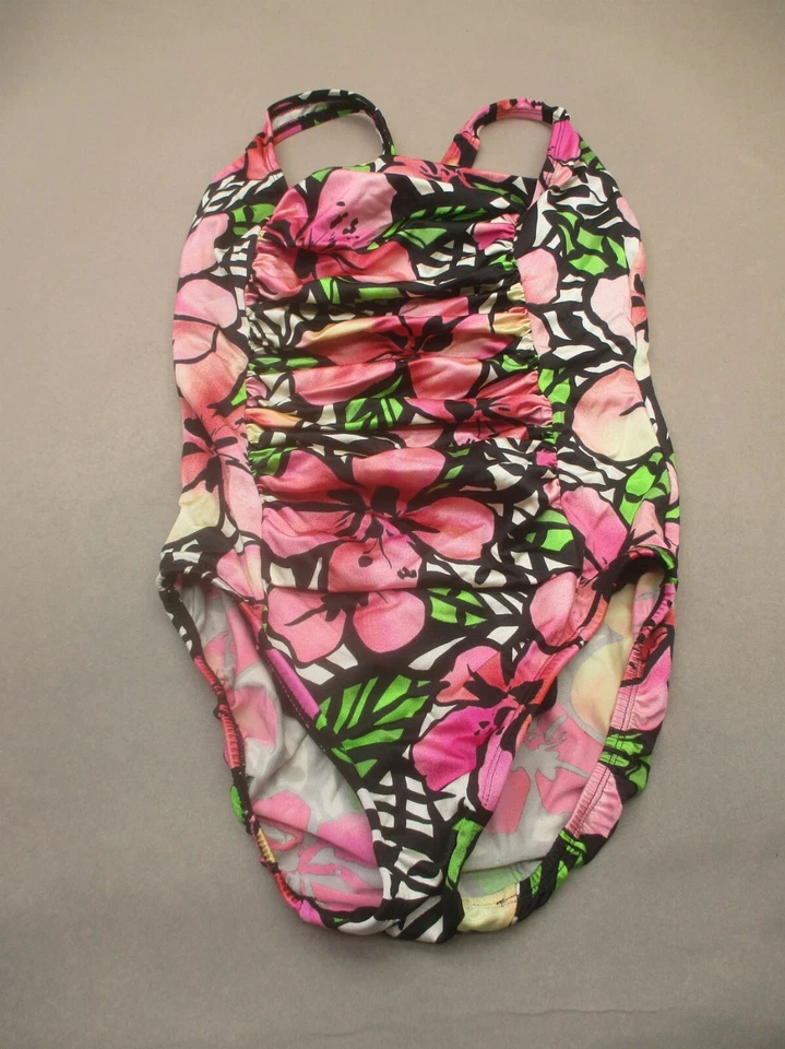 Купальник цельный беспроводной женский Longitude размер 12 цветочный собранный в рюш с подкладкой 8E - Изображение 1 из 4