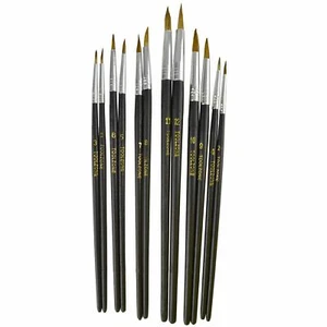 12pc Artist Craft Brushes Flat Head Wooden Handles Paint Brushes TE731 - Picture 1 of 1