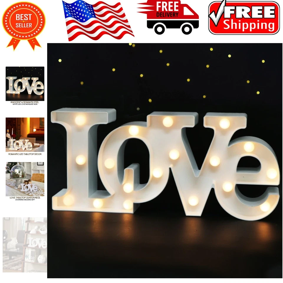 Bright Zeal 7" Tall Large LED Love Marquee Sign Letters (white 6hr Timer)