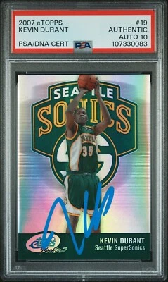 2007-08 eTopps Kevin Durant Signed Rookie Card /1499 PSA 10 Autograph - Image 1 of 3