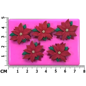 Molde de silicona flor de Poinsetta de Navidad herramienta Sugarcraft de Fairie Blessings - Imagen 1 de 5