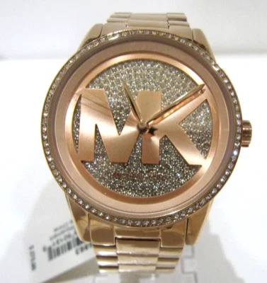 Reloj para dama Michael Kors MK6863 Ritz cristales oro rosa esfera MK NUEVO CON ETIQUETAS $275 Foto 1 de 4