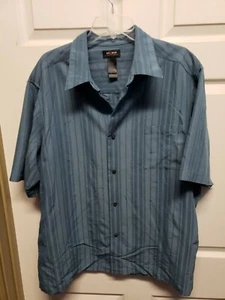 Axcess Men Shirt Size 2X Blue Stripe Short Sleeve - Picture 1 of 9