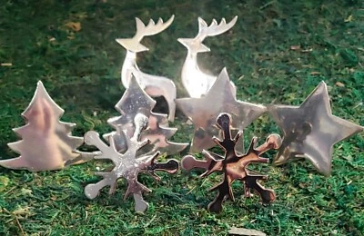 Juego De Colección De 8 Pier 1 Importaciones Plateado Navidad Servilleta Anillo Árbol Reno Estrella Foto 1 de 4