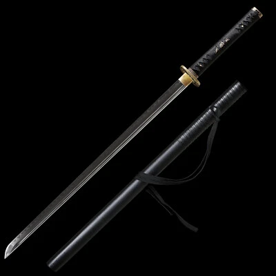 KATOKU Straight Katana T10 Steel Clay Tempered Ninja Sword Full Tang Blade Sharp