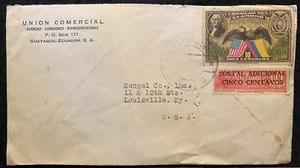 1939 **UNION COMERCIAL** GUAYAQUIL-ECUADOR, S. A. COVER+SCOTT C59 AIRMAIL STAMP! - Picture 1 of 12