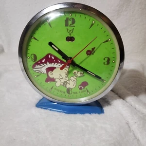 Vintage WHITE DOVE Animated Metal Alarm Clock Bear Bee Mushroom "The Serpent" - Picture 1 of 7