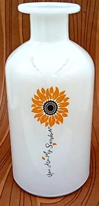 You are My Sunshine Sunflower Bottle Vase White Glass Floral Black Yellow Gold - Picture 1 of 5